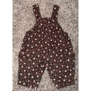 Vtg Carters Baby Floral Bubble‎ Romper Overalls Brown Corduroy 3 Months